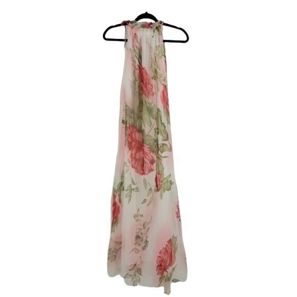 Ruiyige Romantic Sheer Floral Maxi Dress Sz L Flowy Floral Ruffled Feminine‎